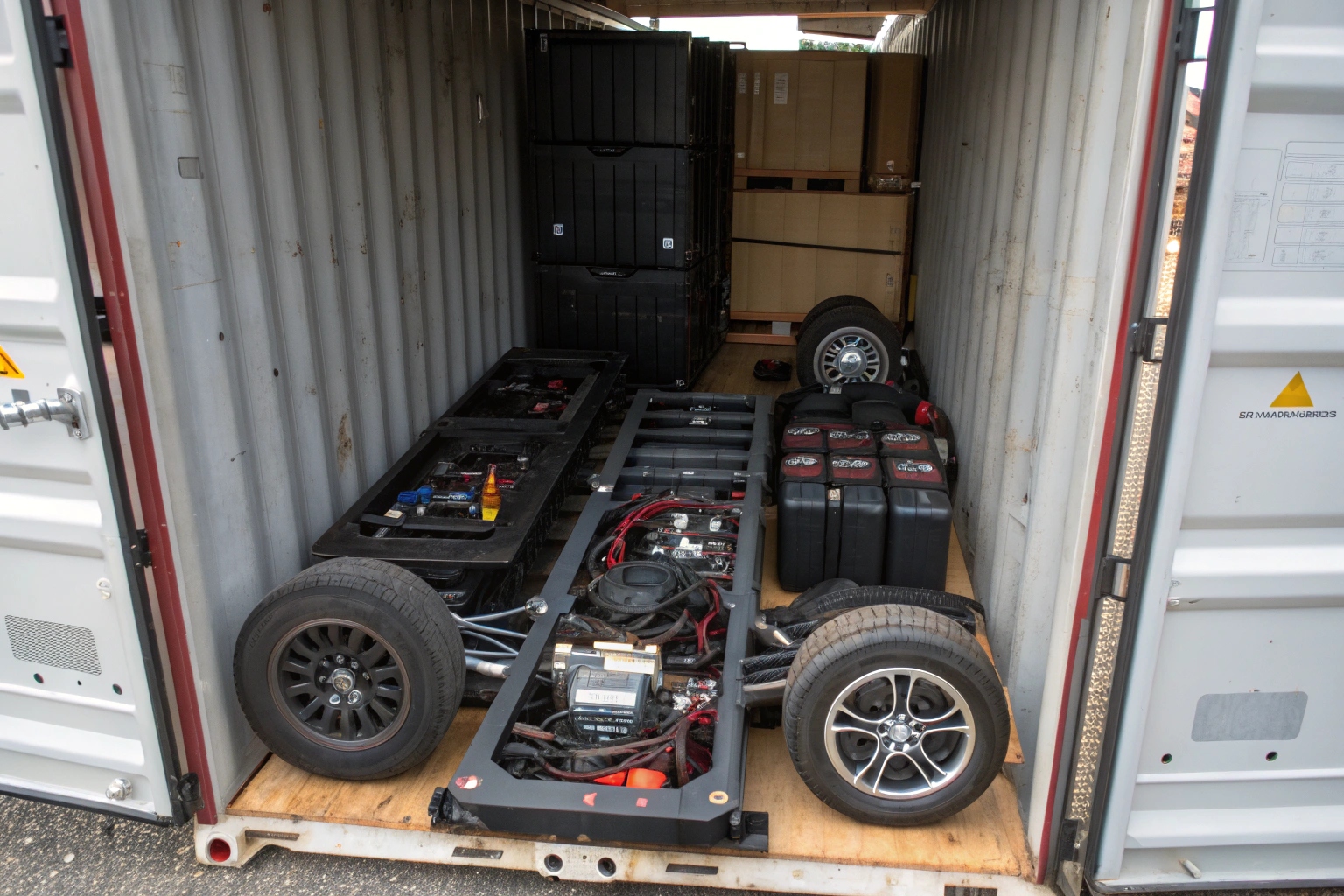Completely knocked down electric cargo tuk-tuk parts for assembly