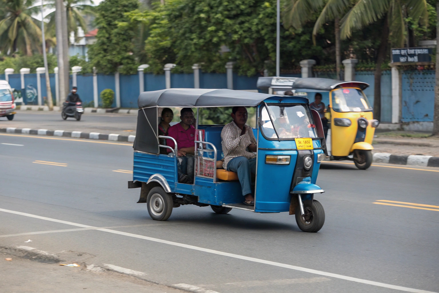 A business owner choosing between a passenger tuk-tuk, a cargo tricycle, and a tuk-tuk taxi