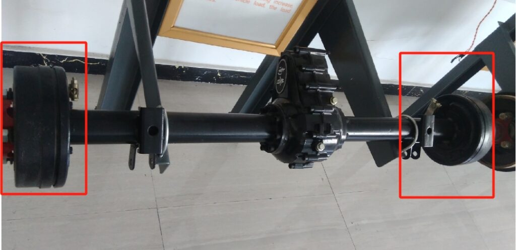 Drum brake tricycle rear axle assembly