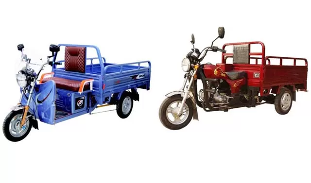Motocicletas de carga de 3 ruedas de combustible versus eléctricas