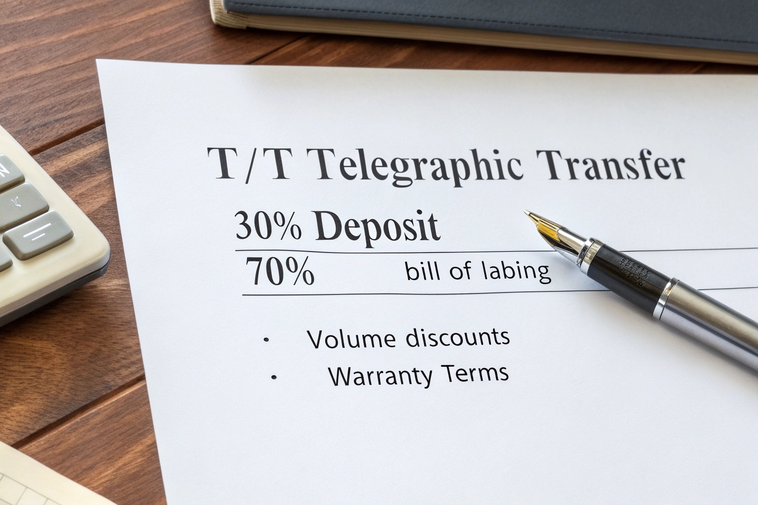 a calculator and an invoice for a bulk purchase of mobility scooters