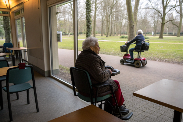 An electric wheelchair and a mobility scooter side-by-side