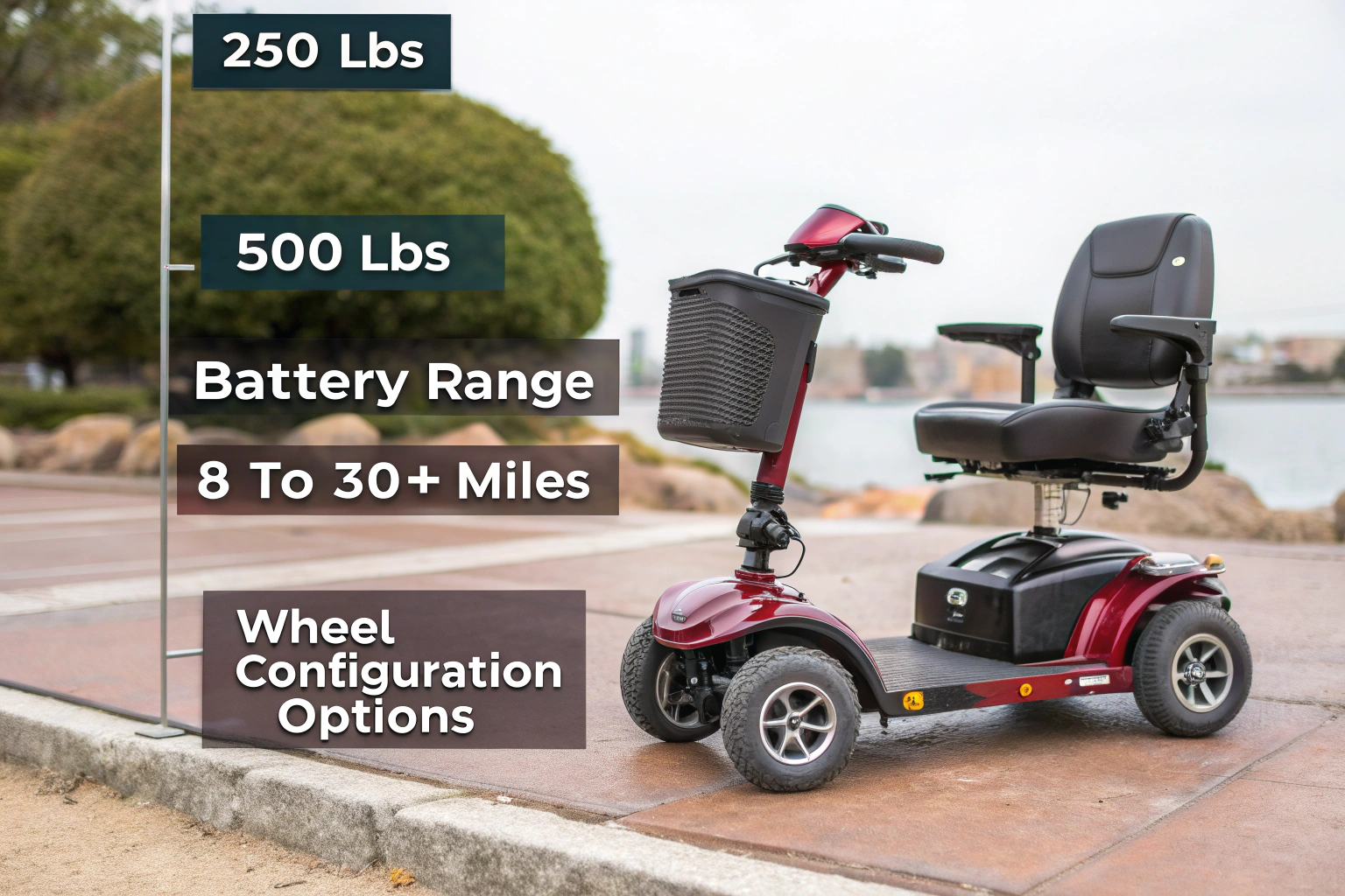 side by side comparison of a 3-wheel and 4-wheel mobility scooter