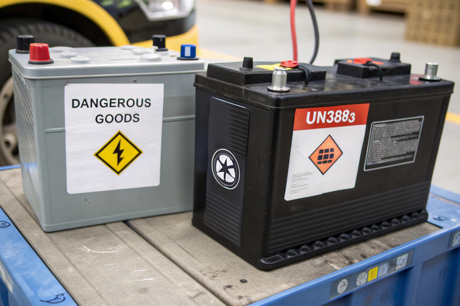 a shipping label with a dangerous goods warning for a lithium battery shipment