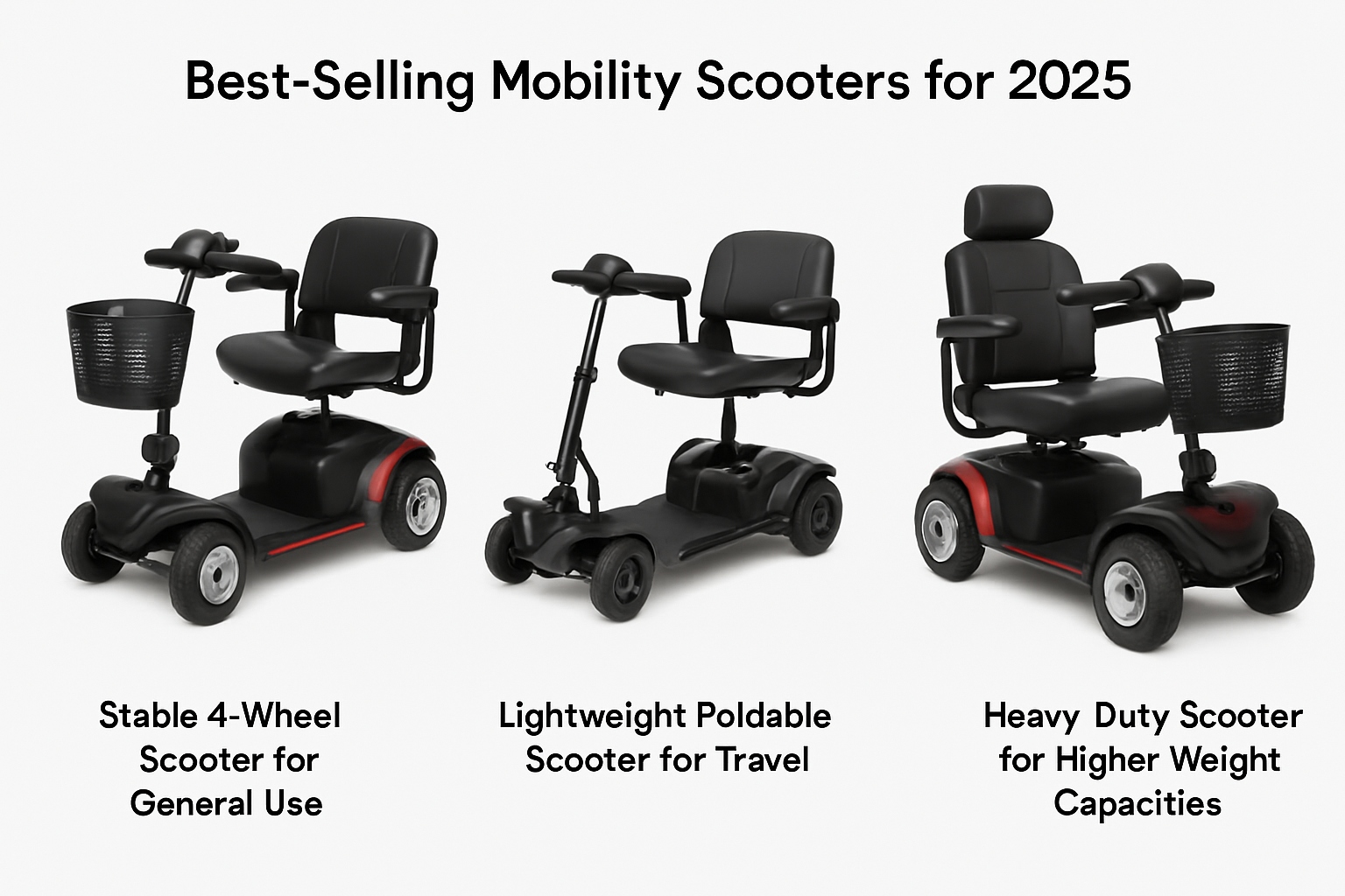 a showroom with different types of best-selling mobility scooters