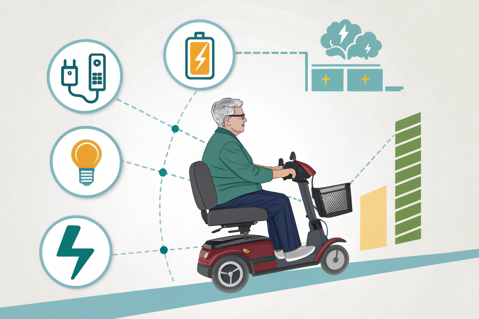 A person riding a mobility scooter up a steep hill