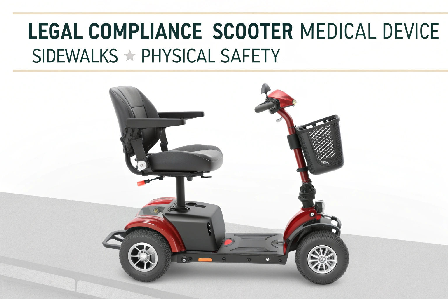 An infographic showing a split image: one side a legal document (CE/FDA), the other a diagram of scooter instability at high speed