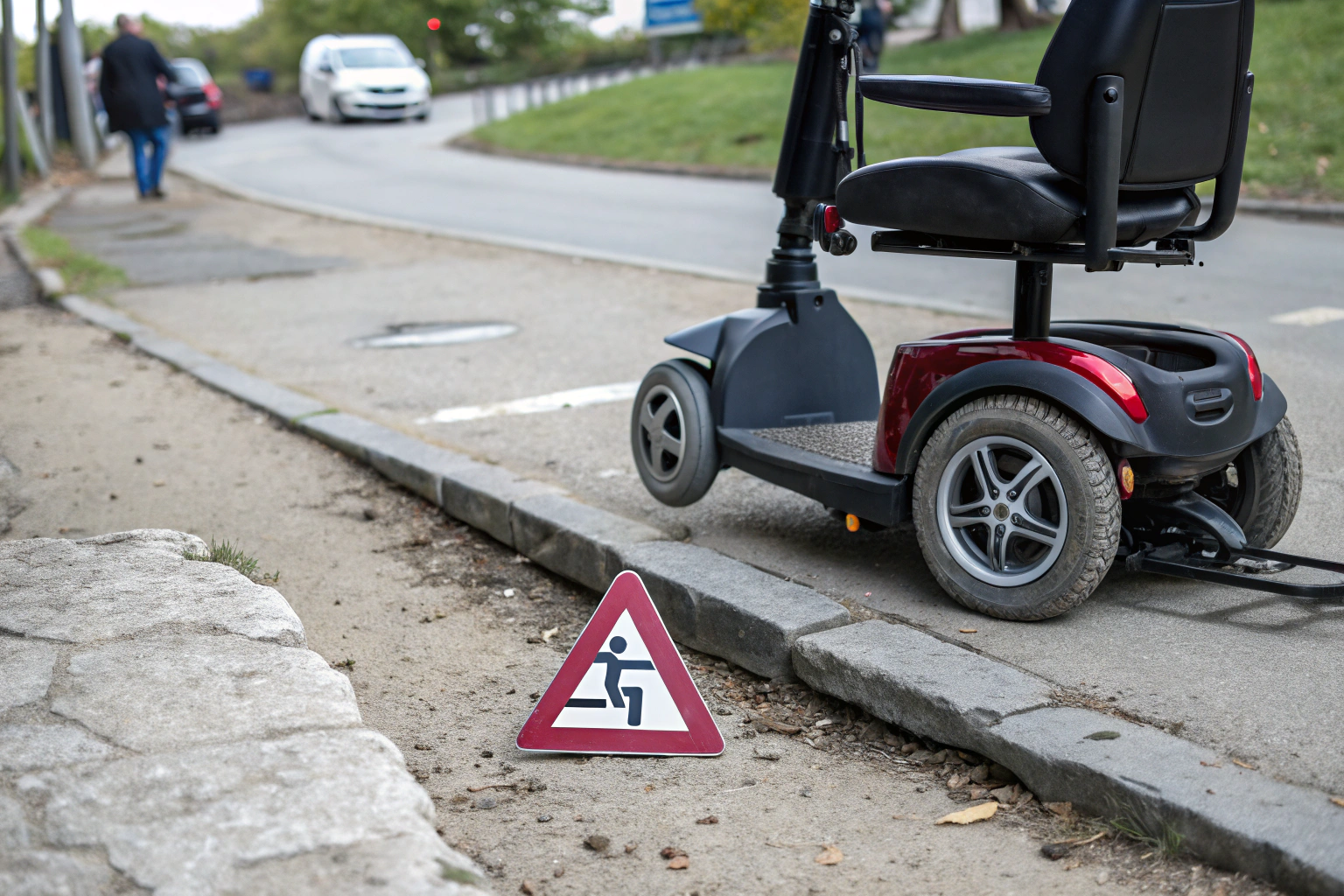 Diagram showing the center of gravity on a 3-wheel scooter
