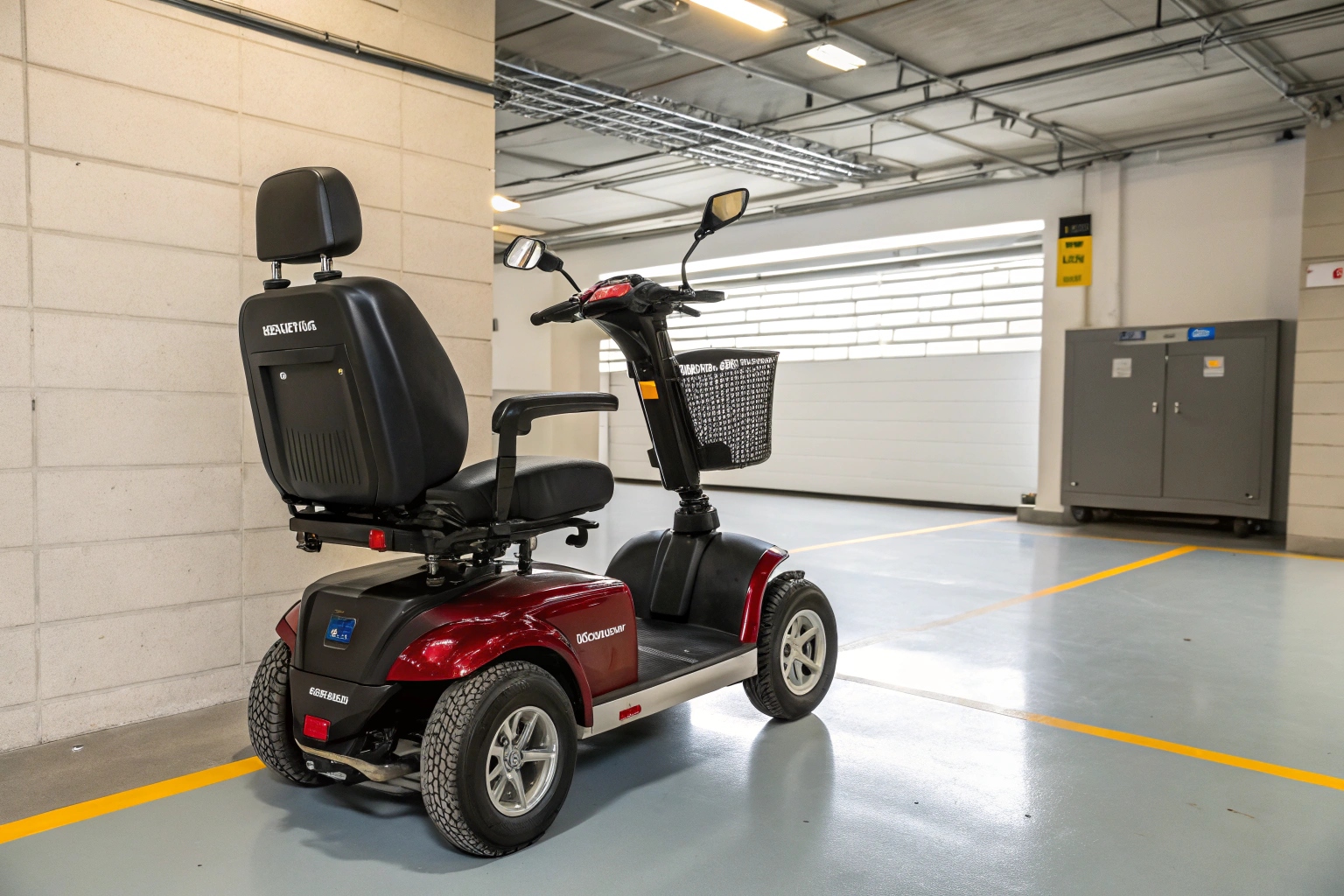 An image of a mobility scooter with a large, glowing CE mark and the text EN 12184 next to it