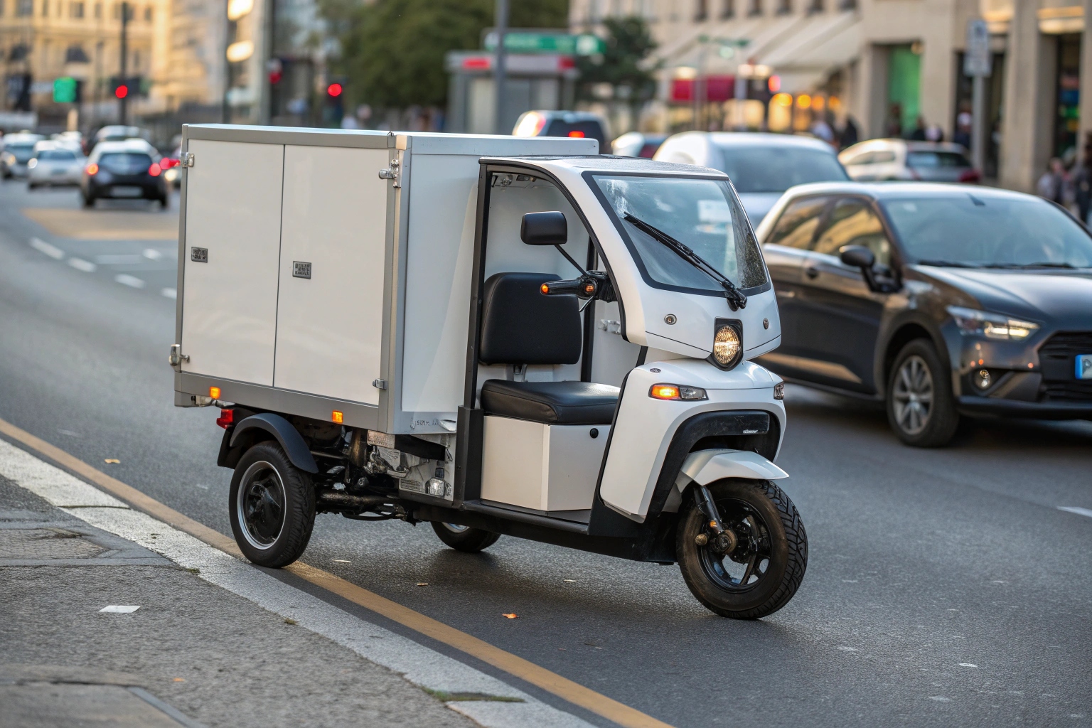 a chart comparing the operating costs of a 3-wheel scooter pickup, a motorbike, and a small van
