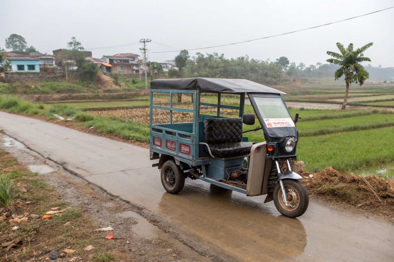 a map with different electric tricycle models pointing to different countries