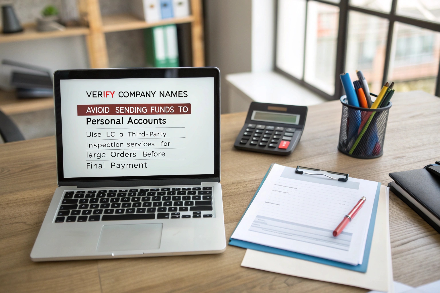 a magnifying glass hovering over the company name on a proforma invoice