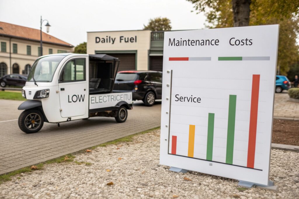 contrast the daily fuel and maintenance costs of