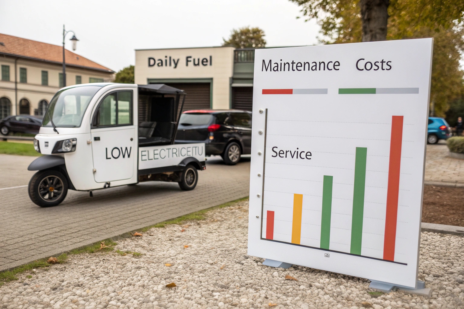 a calculator and a spreadsheet showing cost savings of an electric trike