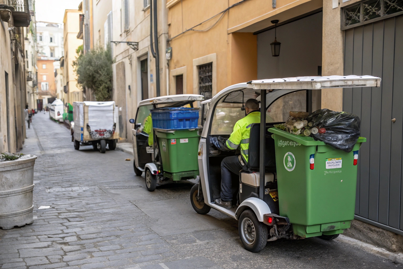 a diagram comparing the turning radius of an electric tricycle to a small truck