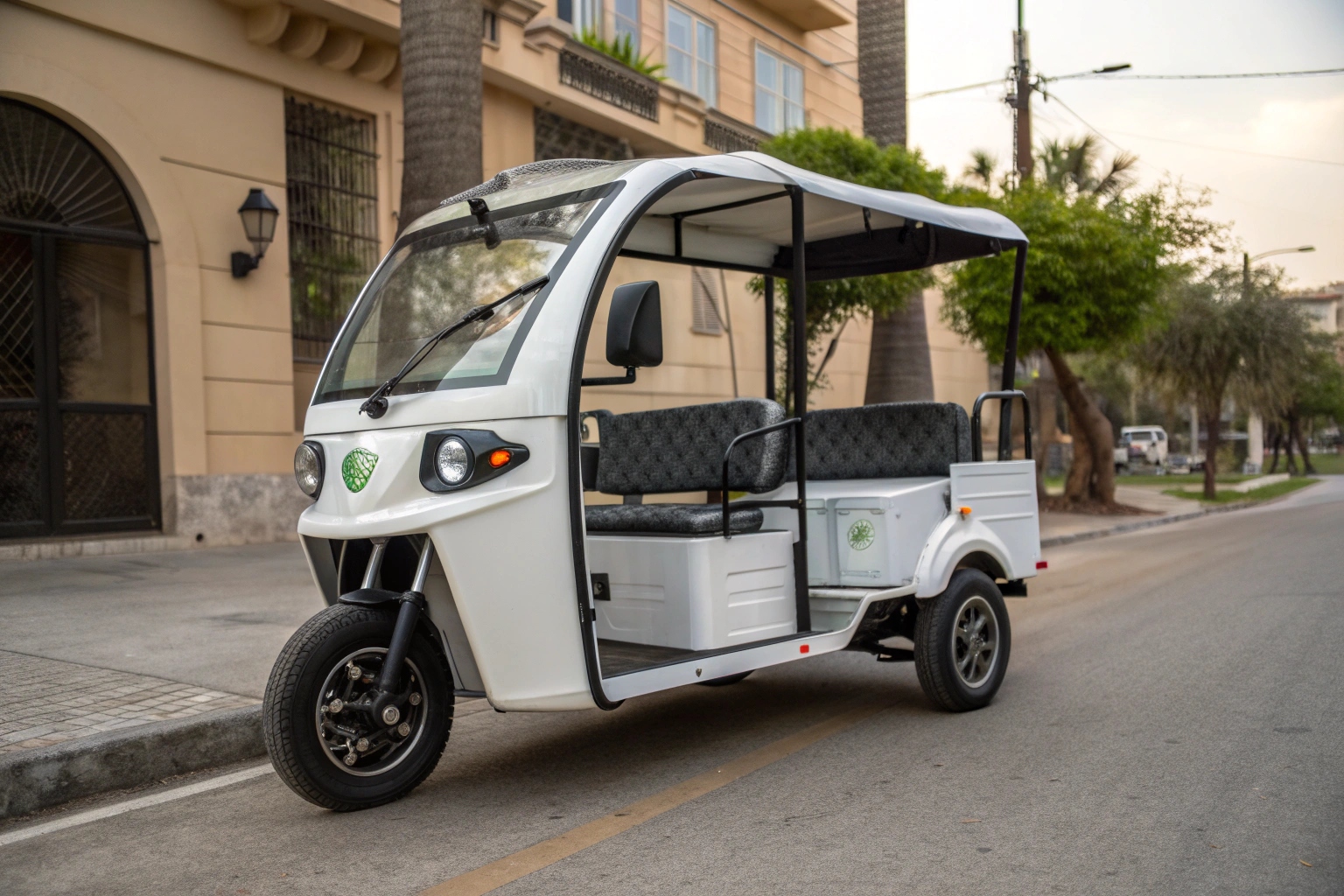 A view of an electric tuk-tuk's motor and controller system