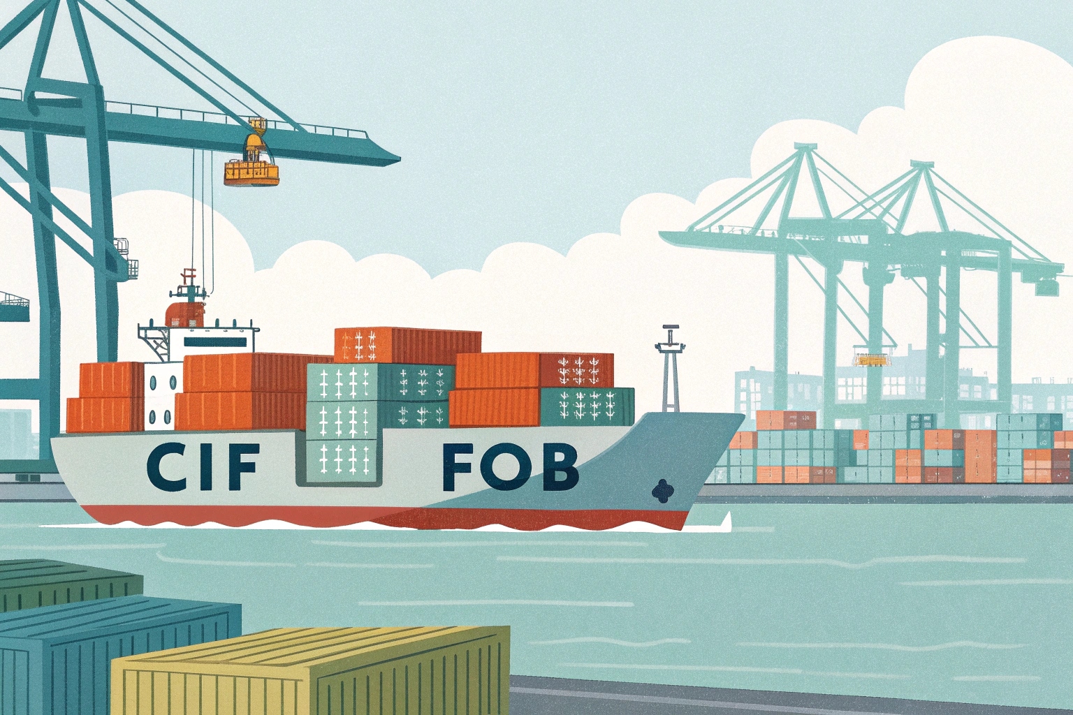 secure container of electric tricycle on a ship with insurance icon