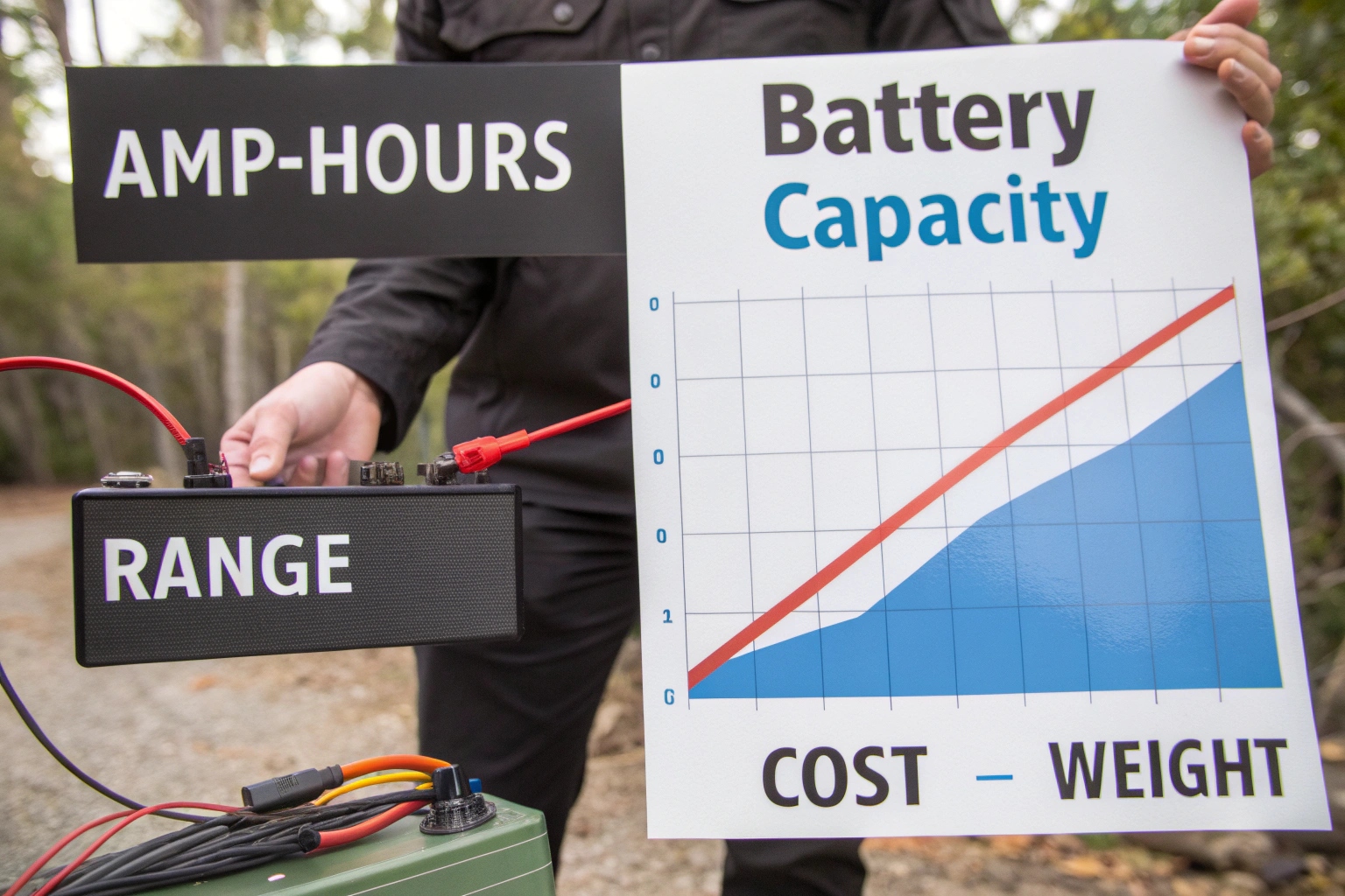 a detailed chart showing different battery sizes for an electric tricycle pickup