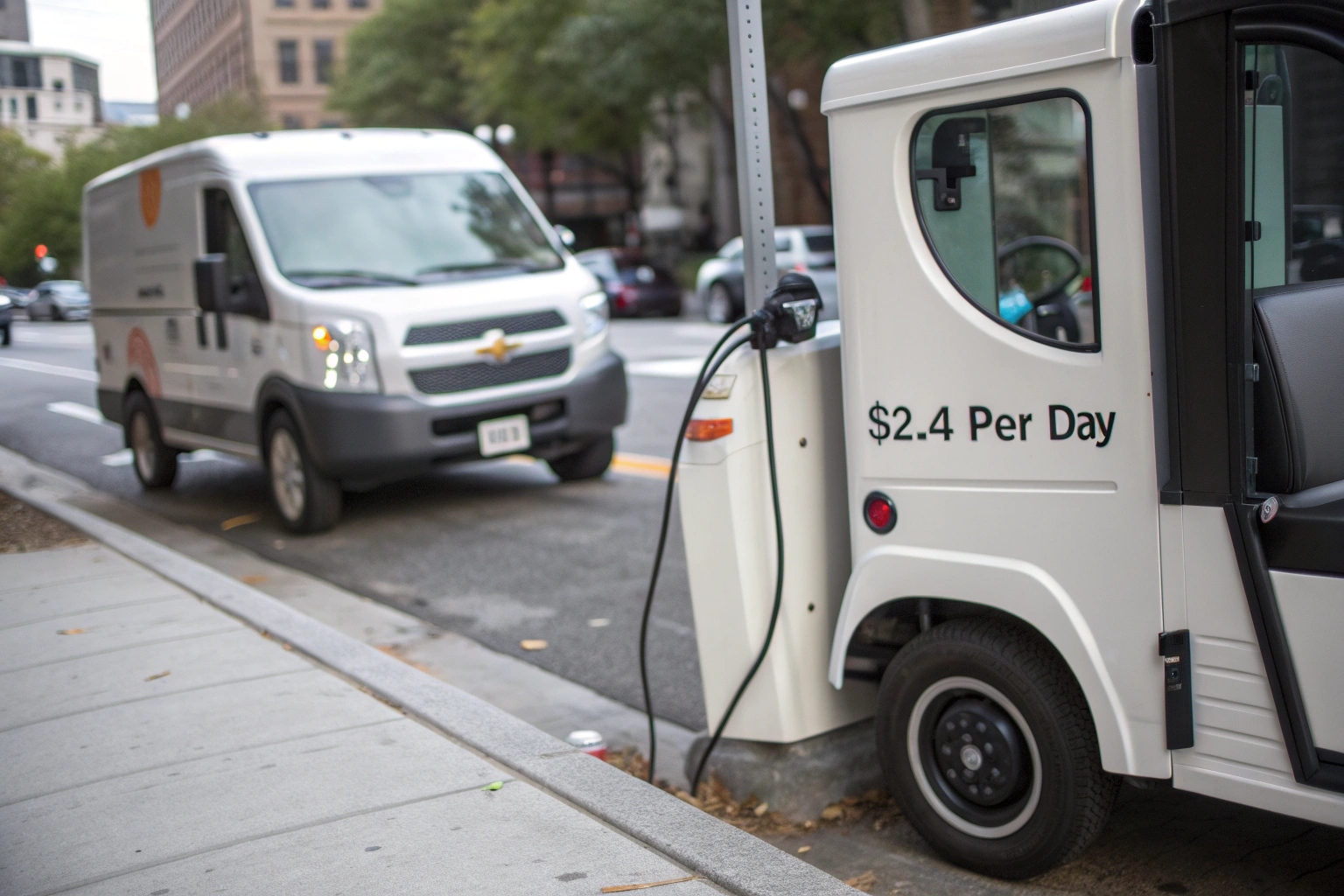 an electric cargo tuk truck making deliveries