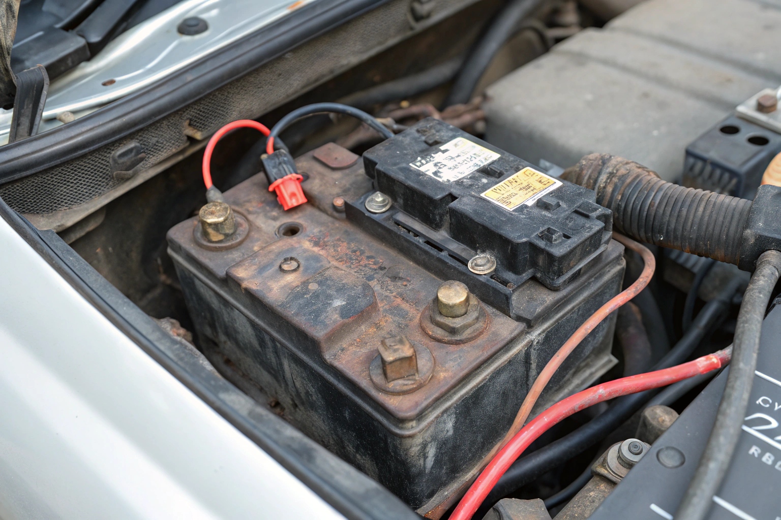 A close-up of a fuse box and wire terminals inside an electric tricycle