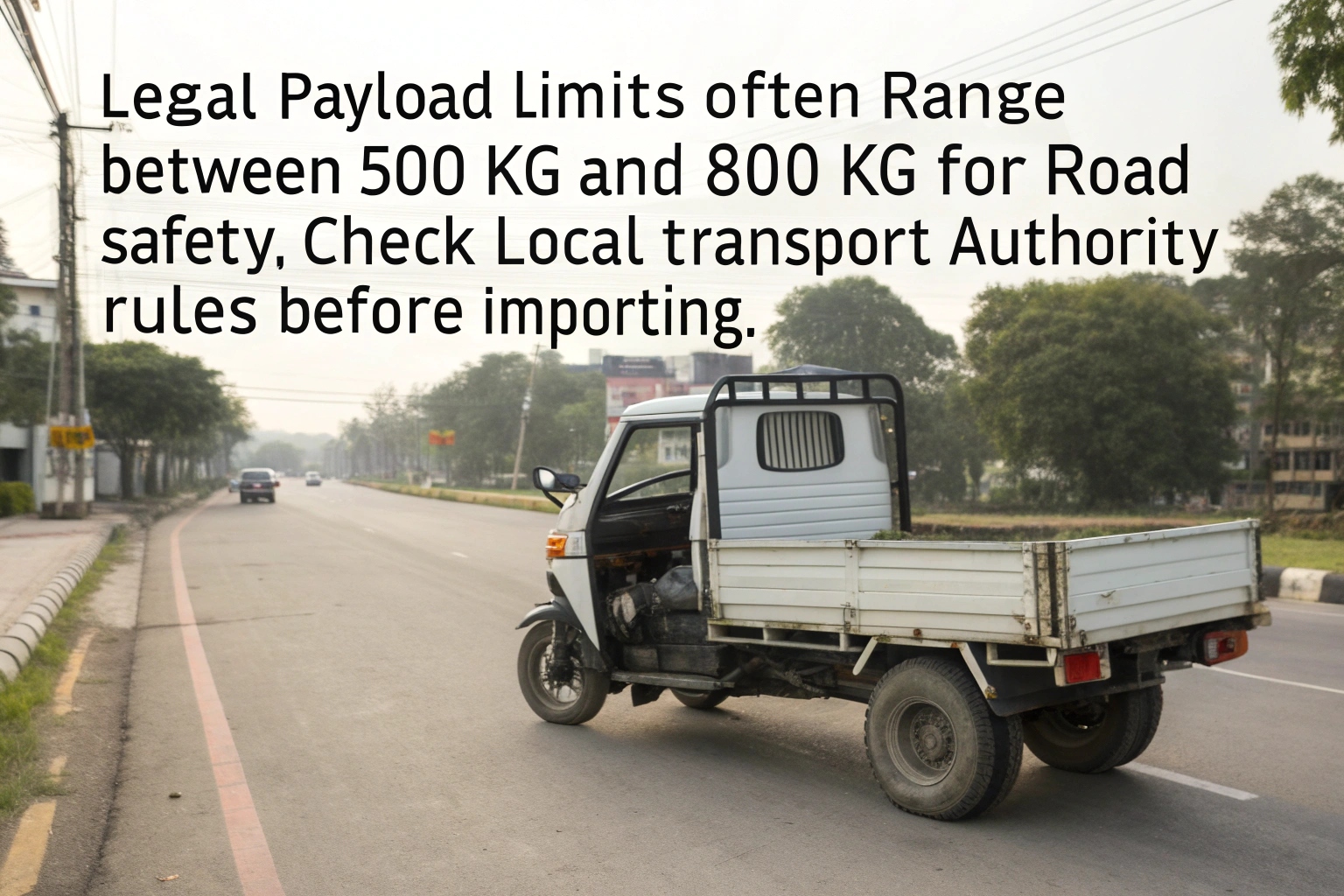 a traffic police officer inspecting an overloaded electric tricycle