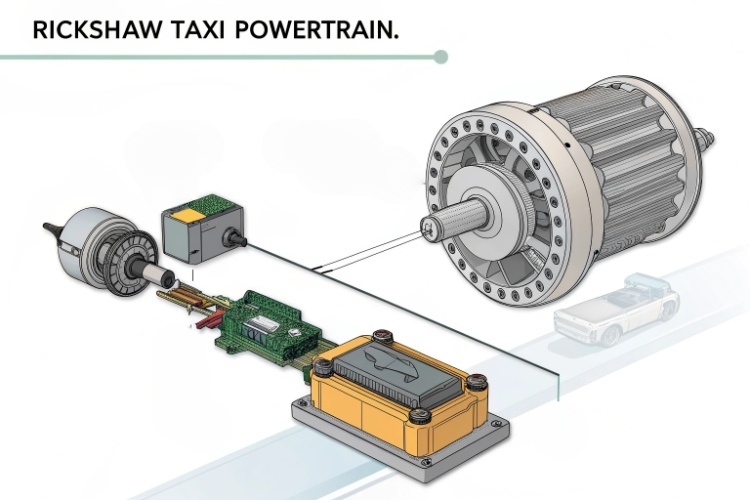 A diagram showing the relationship between Battery, Controller, and Motor in an EV