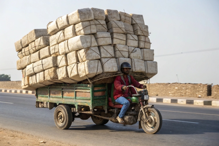 A diagram showing correct versus incorrect weight distribution on a cargo tricycle