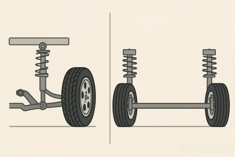 A comparison chart highlighting durability vs comfort for both suspension types