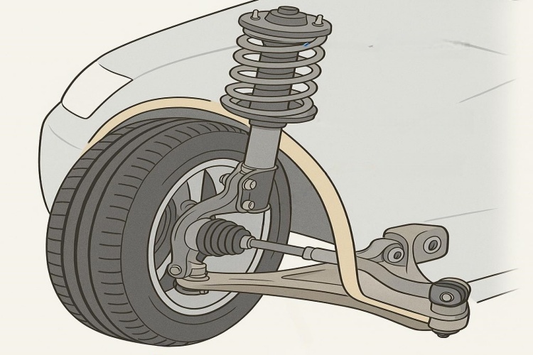 Diagram showing how Independent Rear Suspension allows wheels to move separately