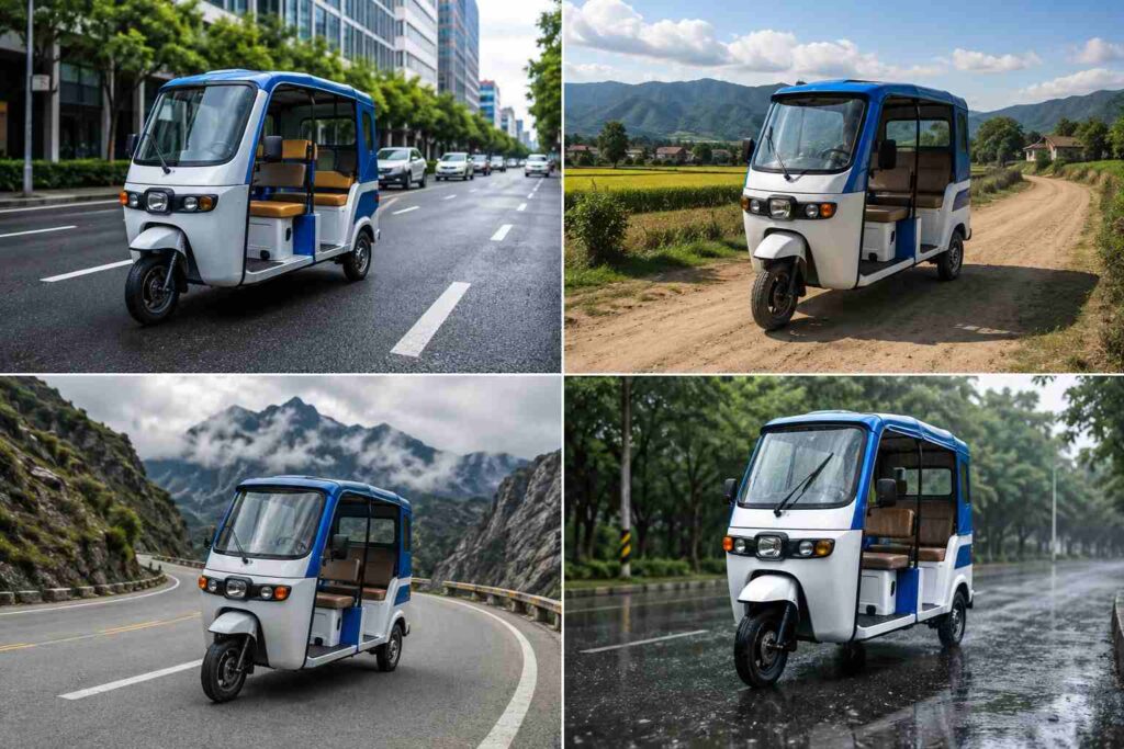 electric keke on different city and rural roads